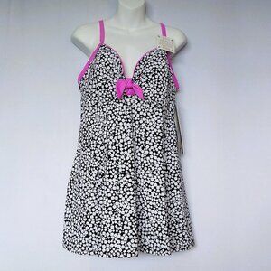 A Shore Fit Swimdress  Vint Inspired Black high Solutions Size 20 One Piece NEW